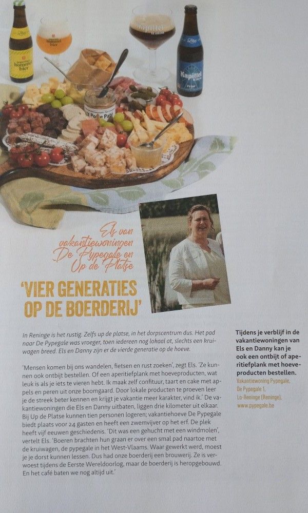 Promotie van lokale producten en verblijf in vakantiehuis de Pypegale, Lo-Reninge.