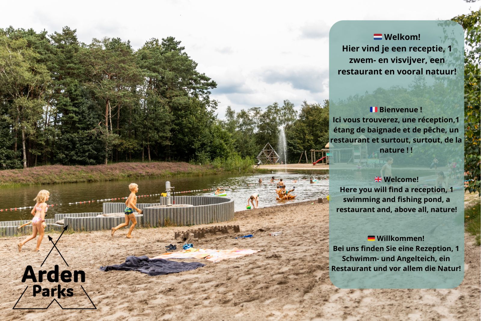 Geniessen Sie die natuerliche Umgebung im Safari Tent in Turnhout, Antwerpen, Belgien, mit einem Schwimmteich und einem Strand fuer ein entspannendes Glamping-Erlebnis.