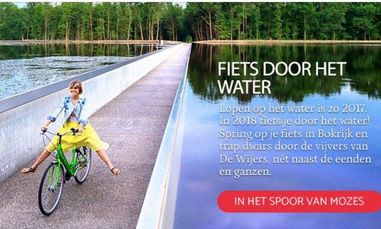 Fietsen door het water in Bokrijk, een unieke ervaring nabij StadOase-Hasselt vakantiehuis, Belgie.