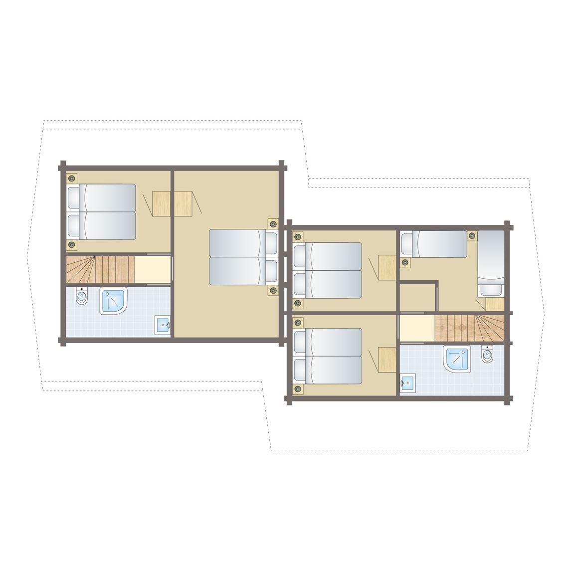 Plattegrond van Mooi Zutendaal 12-persoons bungalow in Zutendaal, Limburg, Belgie, met ruime slaapkamers en moderne faciliteiten.