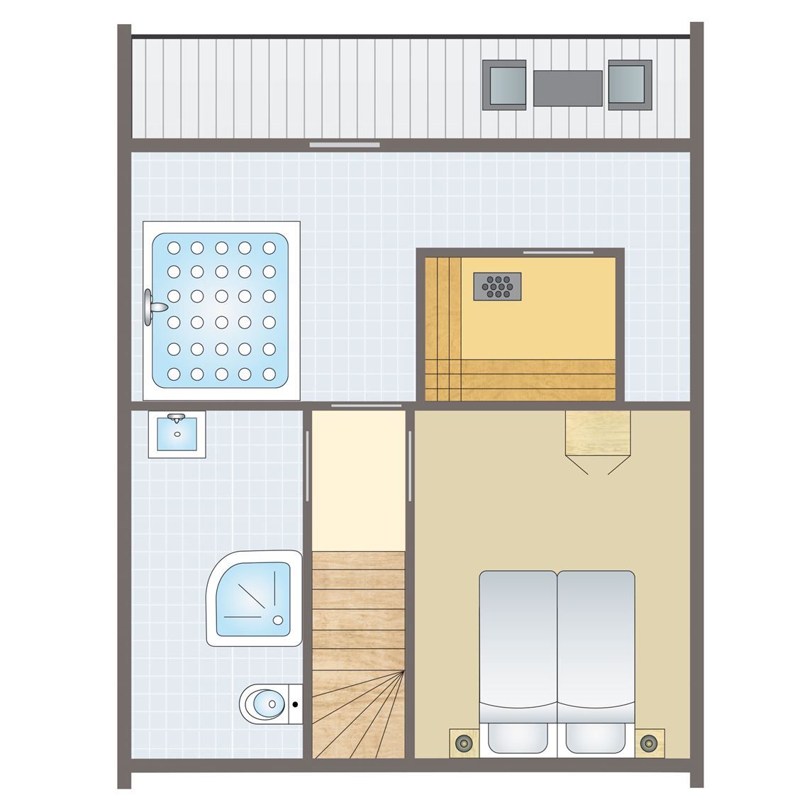 Plattegrond van Mooi Zutendaal 4-persoons bungalow 4C in Limburg, Belgie, met moderne indeling en comfortabele voorzieningen.