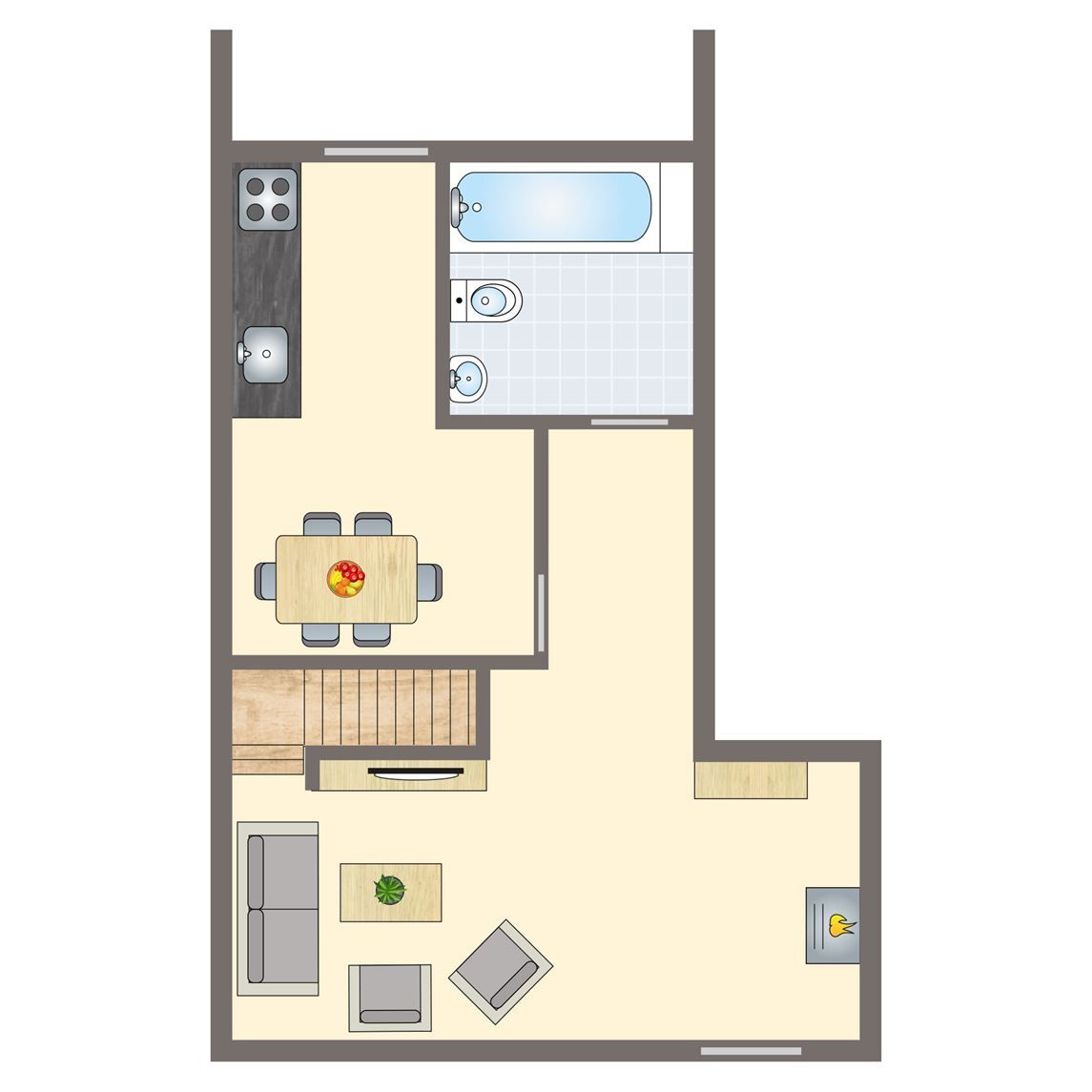 Plattegrond van Village les Gottales 6-persoons bungalow in Trois-Ponts, Ardennen, biedt een overzicht van het interieur en de indeling.