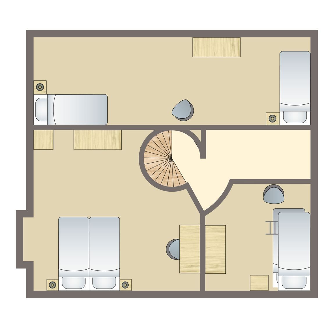 Grundriss von "Village les Gottales", einem Turmhaus fuer 6 Personen in Trois-Ponts, Ardennen, Belgien. Ideales Ferienhaus fuer Familien.