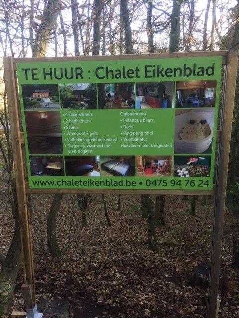 Informatiebord van Chalet Eikenblad, vakantiehuis in Durbuy, Ardennen, Belgi.