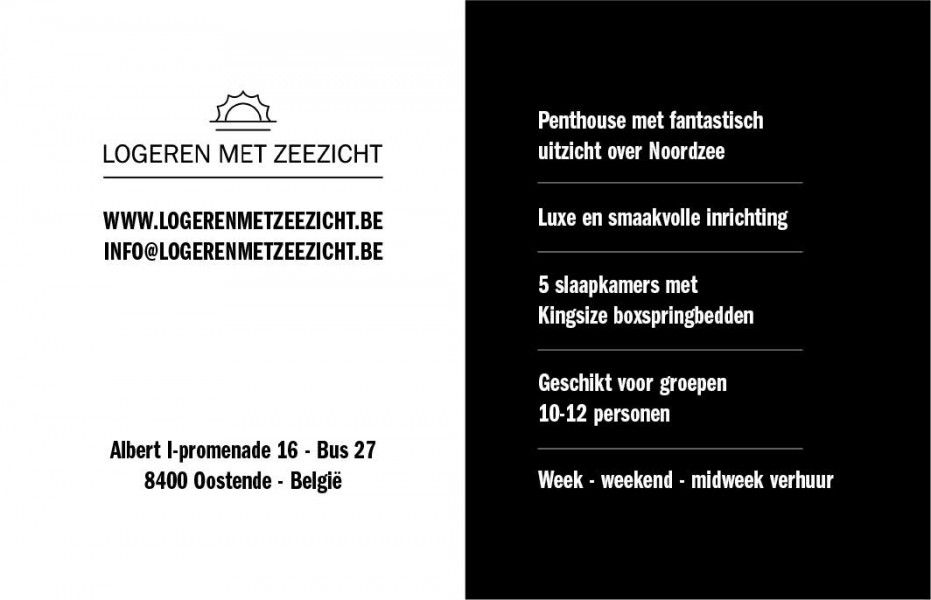 Contactgegevens en kenmerken van Logeren met zeezicht, luxe appartement in Oostende, Belgische kust.