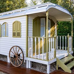 Charming gypsy caravan at Holiday Home in Diksmuide, a unique overnight spot in West Flanders, Belgium.