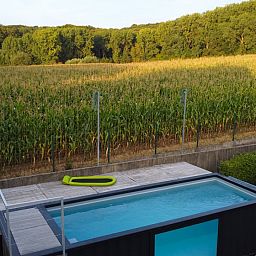 Geniet van het zwembad en het groene uitzicht bij de Vrijstaande woning in Geraardsbergen, vakantiehuis in Oost-Vlaanderen, Belgi.