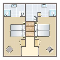 Plattegrond van Mooi Zutendaal 6-persoons villa 6CE in Limburg, Belgie, met ruime slaapkamers en moderne badkamers.
