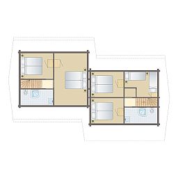 Plattegrond van Mooi Zutendaal 12-persoons bungalow in Zutendaal, Limburg, Belgie, met ruime slaapkamers en moderne faciliteiten.