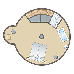 Grundriss des 2-Personen-Turmhauses "Village les Gottales" in Trois-Ponts, Ardennen. Kompaktes Ferienhaus mit moderner Ausstattung.
