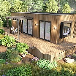 Vrijstaande woning in Gesves, Ardennen: modern vakantiehuis met houten terras en groene omgeving, ideaal voor een ontspannen verblijf in Belgi.