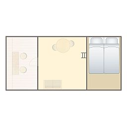 Plattegrond van 2-persoons tiny house 2BY in Poix-Saint-Hubert, Ardennen, met knus interieur en comfortabele slaapkamer.