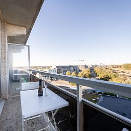 Enjoy the beautiful view from the balcony of Apartment Studio 62-705 in Bredene, Belgian coast, ideal for relaxation.