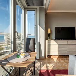 Apartment Ravenna in Middelkerke offers a beautiful sea view from the modern living room on the Belgian coast.