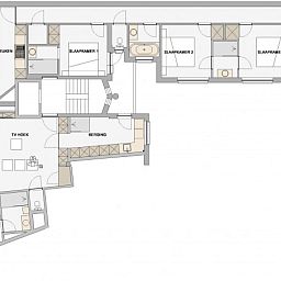 Plattegrond van Logeren met zeezicht appartement in Oostende, Belgische kust, Belgie.