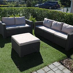 Garten in der gruenen Umgebung von Cottage 13 Dune Golf, Oostduinkerke, belgische Kueste, Ferienhaus.