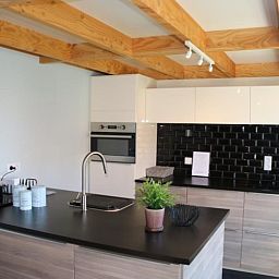 Stilvolle Kueche in Cottage 13 Dune Golf, Oostduinkerke, Belgische Kueste, Ferienunterkunft.