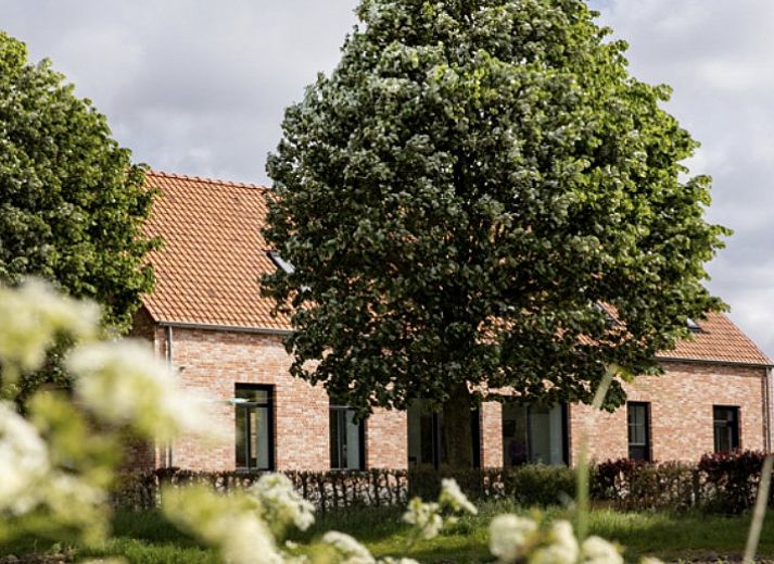 Rustikales Ferienhaus 't hov in Passendale, Westflandern, mit grossem gruenen Garten und Terrasse.