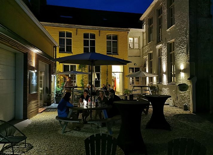 Historische Fassade des Gaestehauses Skindles, Ferienhaus in Poperinge, Westflandern.