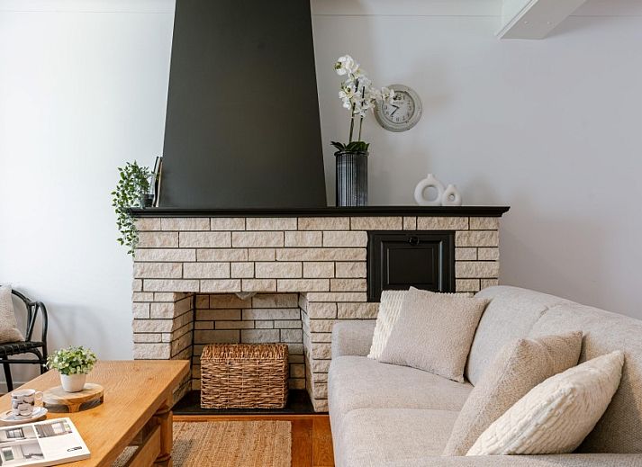 Gemuetliches Wohnzimmer von Maison Elice in De Panne, Ferienhaus mit bequemer Sitzecke und viel Tageslicht.