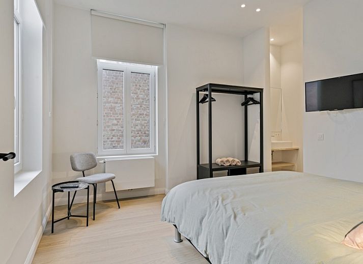 Aussenansicht von Maison Perron, Ferienhaus in De Panne, Westflandern, mit charakteristischer Architektur.