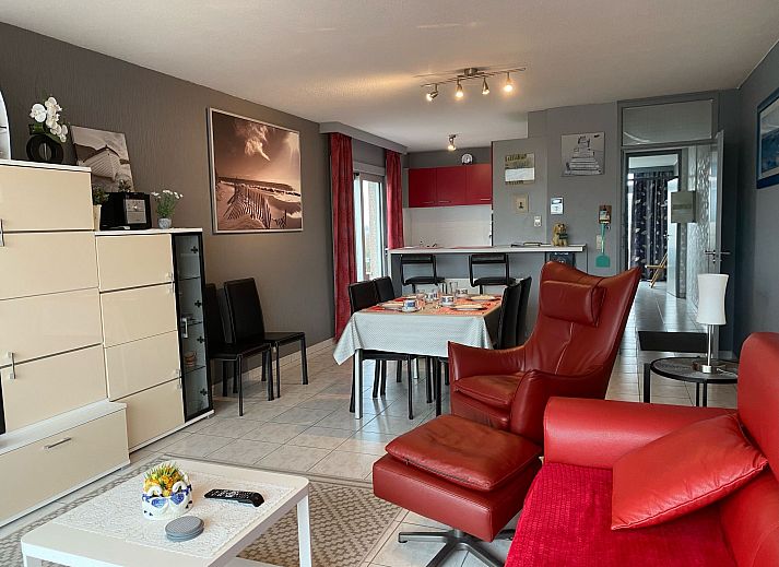 Stylishly furnished living room of Apartment Apt. 403 in Bredene, Belgium, with modern interior and coastal views.