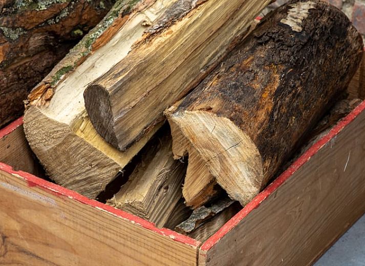 Stilvolles Esszimmer im Ferienhaus in Sint-Pauwels, Ostflandern, mit Holzmoebeln und Betonwaenden.