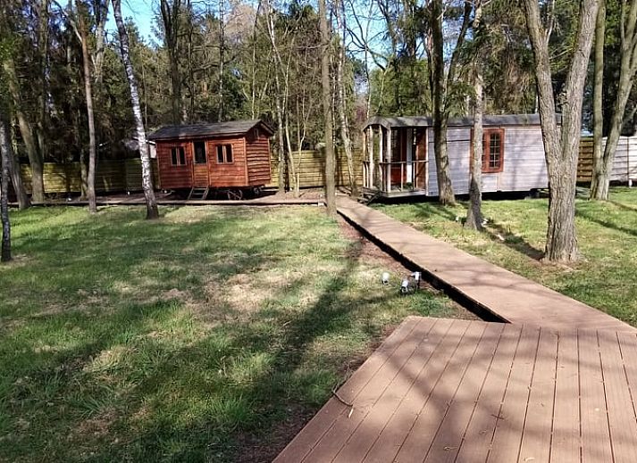 Picnic table on terrace of Cottage in Merksplas, vacation accommodation in Antwerp overlooking meadows.