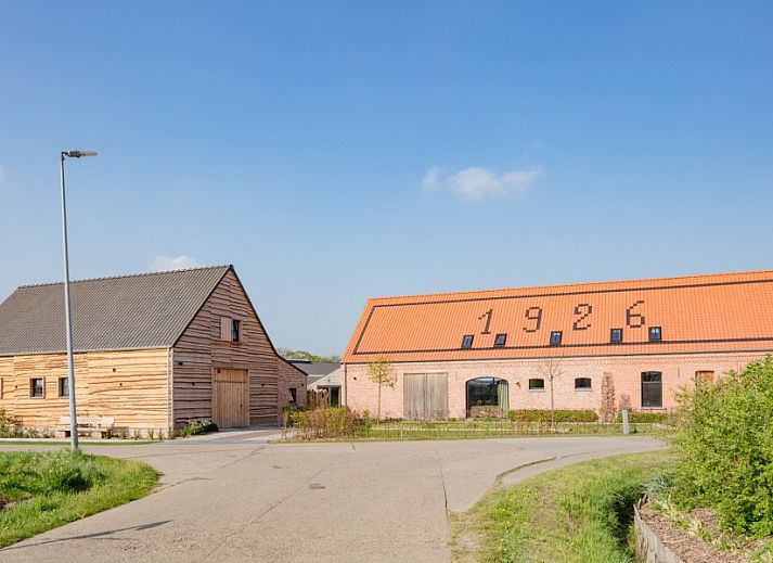 Vast playing field at Driehoekshoeve vacation home in Kasterlee, Antwerp for sports and games.