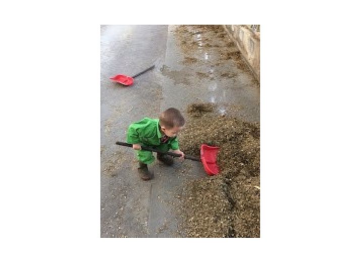 Kind und Oma spielen mit Baukloetzen im gemuetlichen Wohnzimmer des Ferienhofs Hannekentas in Essen, Antwerpen.