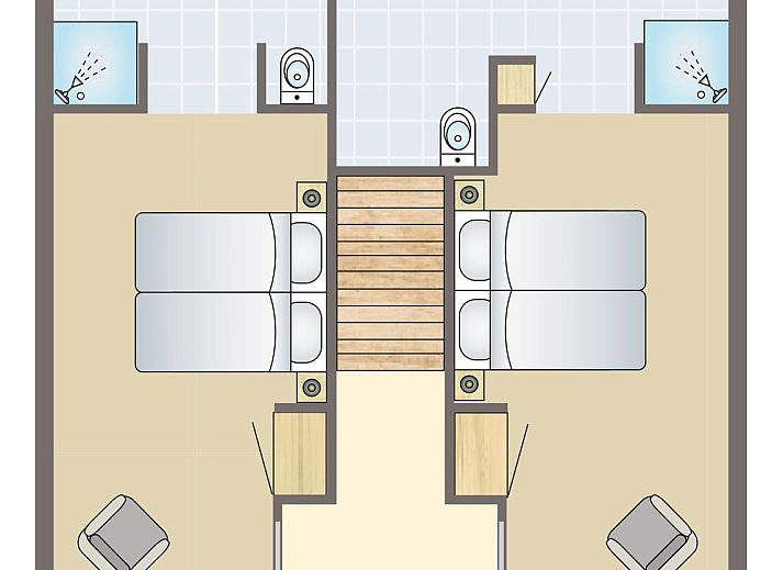 Plattegrond van Mooi Zutendaal 6-persoons villa in Zutendaal, Limburg, Belgie, met ruime woonkamer en moderne keuken.