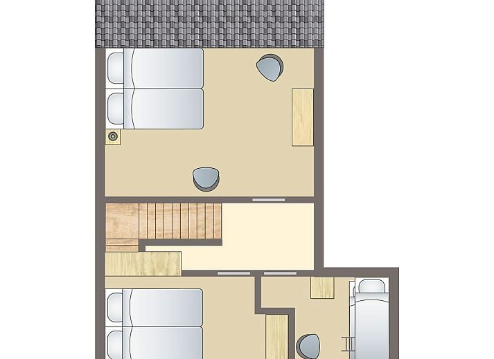 Plattegrond van Village les Gottales 6-persoons bungalow in Trois-Ponts, Ardennen, biedt een overzicht van het interieur en de indeling.