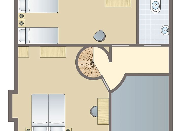 Grundriss von Village les Gottales | Turm fuer 4 Personen | 4BT in Trois-Ponts, Ardennen, mit gemuetlichem Wohnzimmer und moderner Kueche.