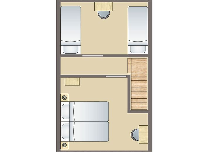 Plattegrond van Village les Gottales 4-persoons bungalow 4B2 in Trois-Ponts, Ardennen, Belgie, met moderne binnenruimte en gezellige zithoek.