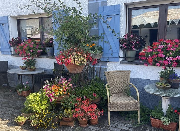 Gezellige woonkamer van vakantiehuis De Eifelhoeve in Herresbach, Ardennen, Belgie, met comfortabele zitruimte en stijlvolle inrichting.