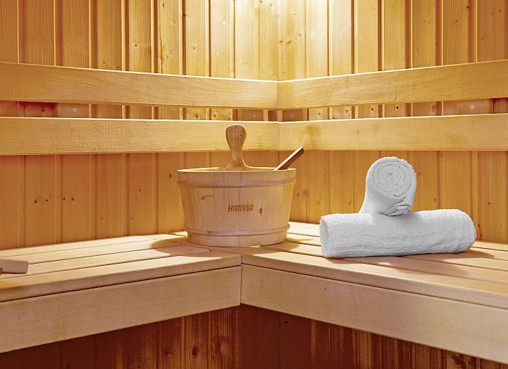 Gezellige woonkamer van Village l'Eau d'Heure 4-persoons bungalow in Froidchapelle, Henegouwen, Belgie met open haard en moderne inrichting.