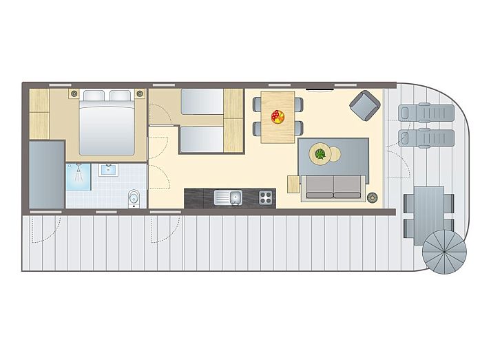 Gemuetliches Ferienhaus fuer 4 Personen 4B2 in Gesves, Ardennen, Belgien mit Holzterrasse und umgeben von Natur.