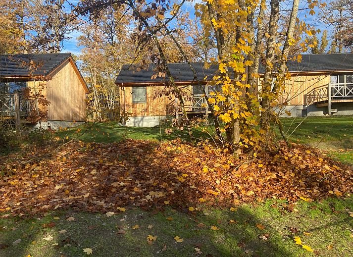 Ferienhaus Modernes Chalet fuer 4 Personen in Heure, Ardennen, Belgien, mit Holzveranda und Blick auf die waldreiche Umgebung.