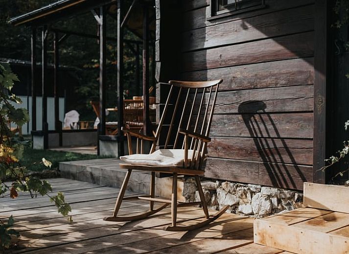 Cozy terrace of Cottage in Dion, cottage in the Ardennes, Belgium, ideal for outdoor dining in nature.