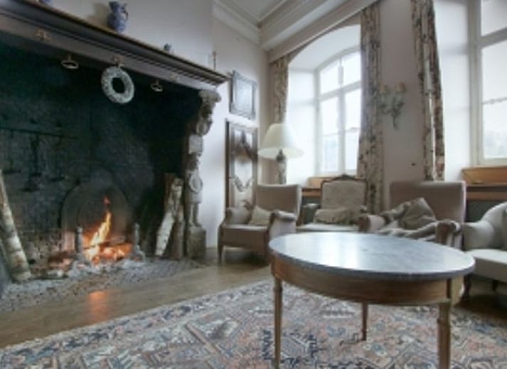 Stenen facade van Vakantiehuisje in Longchamps Bertogne in de Ardennen, Luxemburg, Belgie.