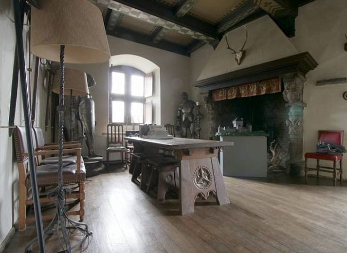 Stenen facade van Vakantiehuisje in Longchamps Bertogne in de Ardennen, Luxemburg, Belgie.