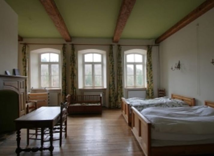 Terras van Vakantiehuisje in Longchamps Bertogne met uitzicht op natuur en vijver, Ardennen, Luxemburg, Belgie.