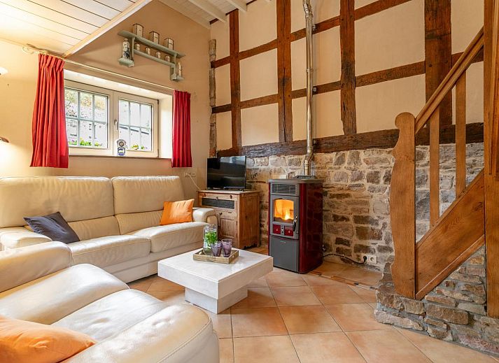 Charming windows with flower boxes at vacation home Au Ballon in Manhay, Ardennes, Belgium.