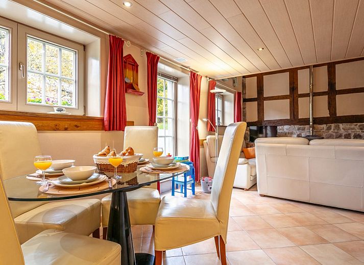 Charming windows with flower boxes at vacation home Au Ballon in Manhay, Ardennes, Belgium.