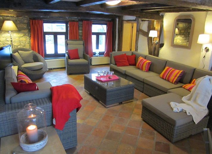 Uitzicht op de groene omgeving van Belle Campagne, vakantiehuis in Erezee, Ardennen, Belgie.