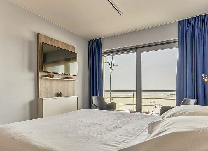 Geniet van het panoramische uitzicht op zee vanaf het terras van Studio met zeezicht | 2p in Blankenberge, Belgische kust, vakantieverblijf.