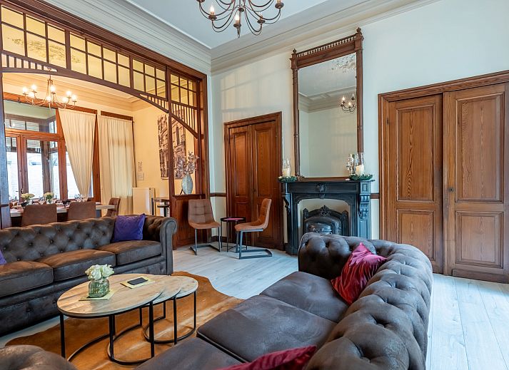 Elegant interieur van Vakantiehuis Notre Refuge in Blankenberge, Belgische kust. Beleef de Belle Epoque charme in dit luxe vakantiehuis.