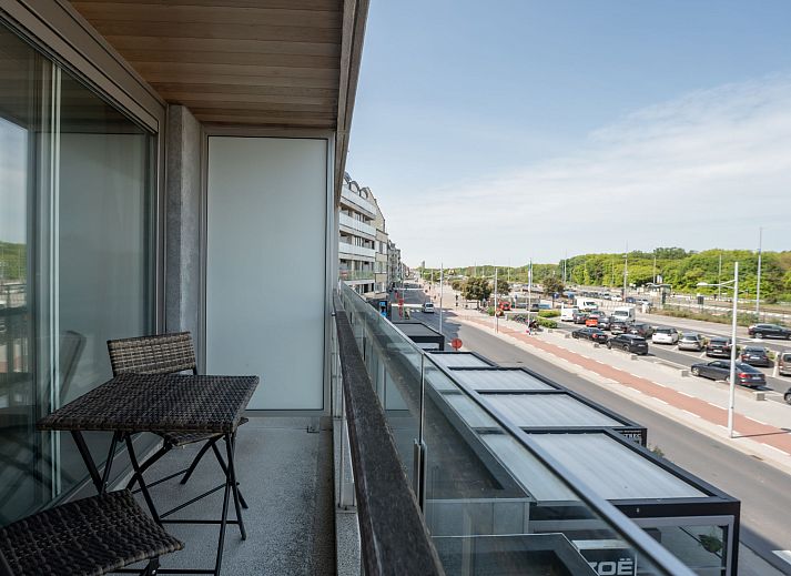 Enjoy the view from the balcony of Apartment Lautrec in Bredene on the Belgian coast, a comfortable vacation home.