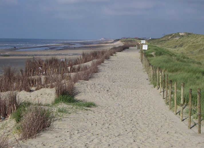 Gezellige buitenruimte Vakantiehuis Duinhoevelaan, Bredene-aan-Zee, met uitzicht op de tuin en zonnige patio.