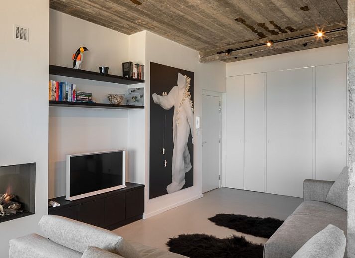 Slaapkamer met uitzicht op de Noordzee in Logeren met zeezicht, Oostende, Belgische kust appartement.
